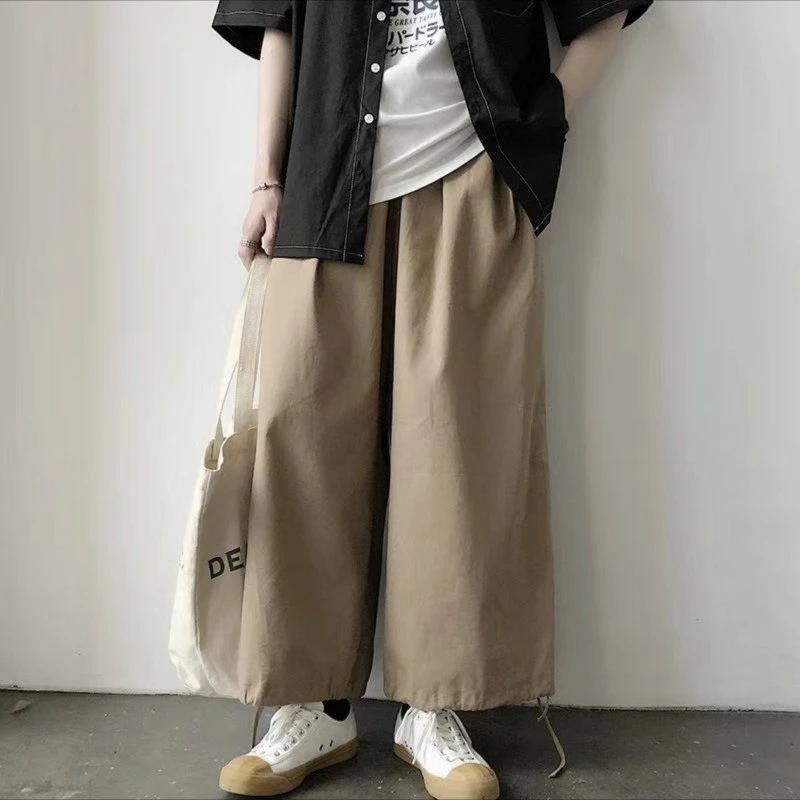 25A7C1新中式棉麻阔腿裤潮流ins日系复古宽松廓形休闲八分灯笼裤