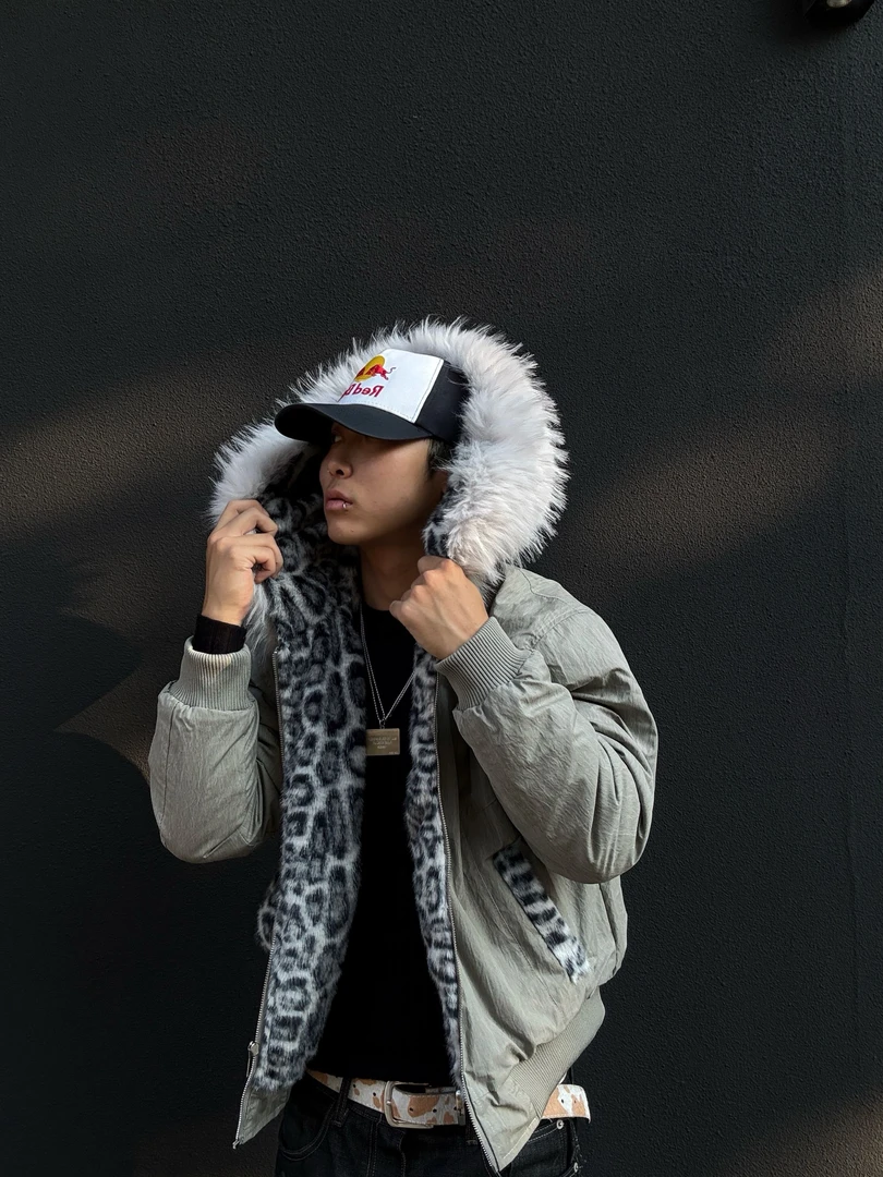 SKATEPARK“座山豹”加绒美式加厚冬季棉服座山雕仿豹纹棉服外套