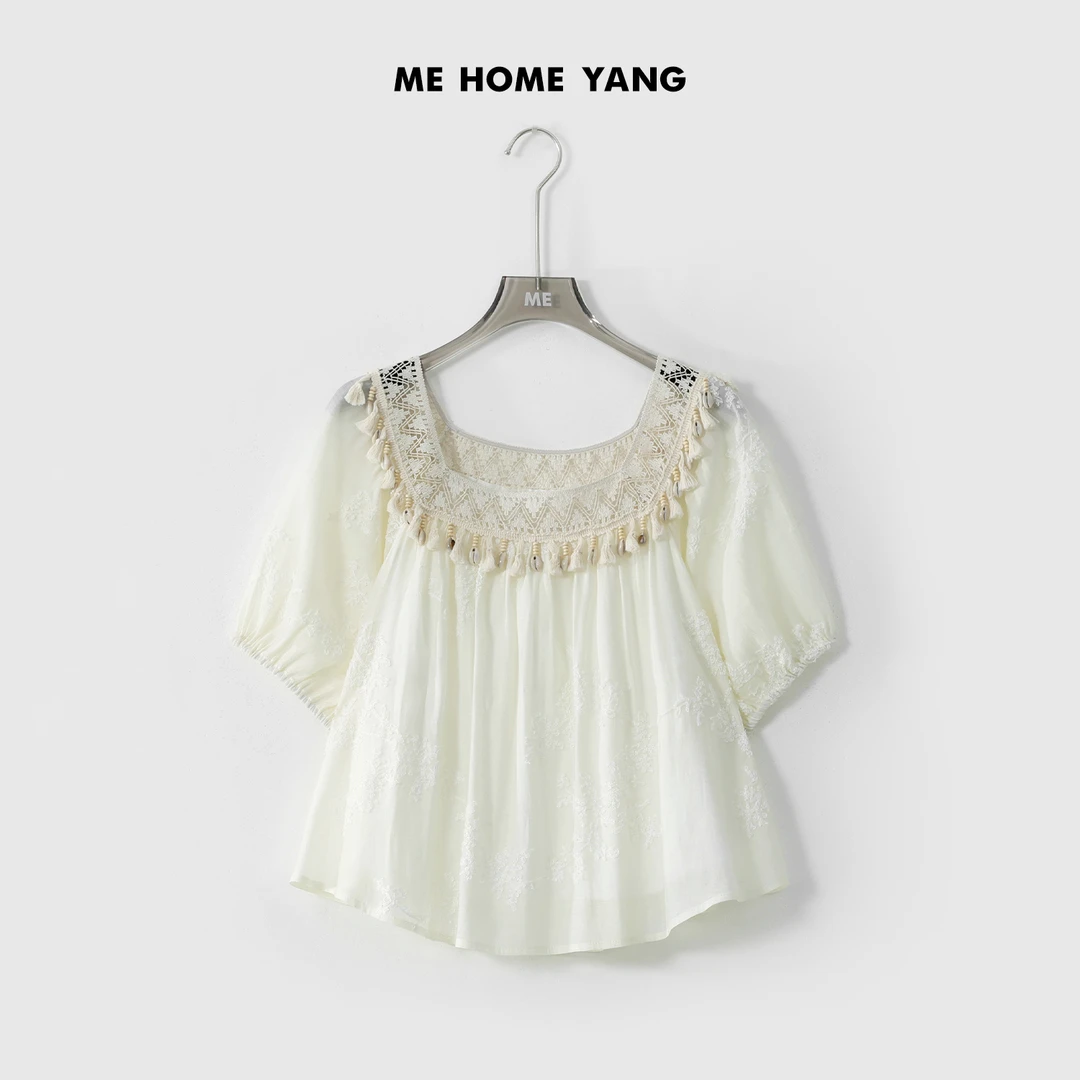 ME【流苏刺绣娃娃衫】重工浮雕刺绣流苏显瘦时尚百搭上衣MESS3241