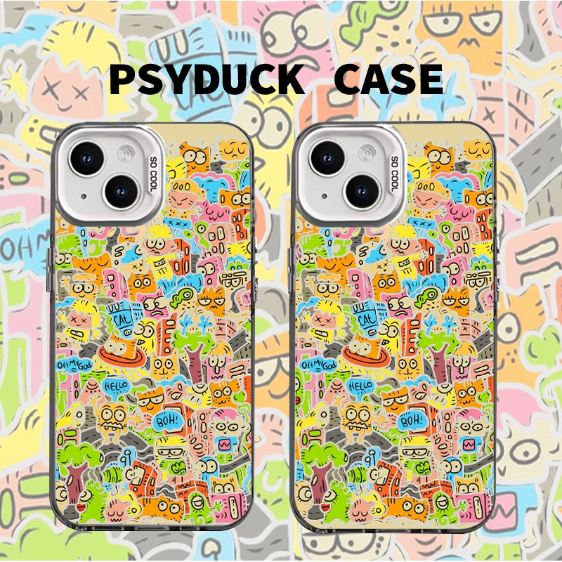 适用苹果华为一加小米搞怪小人组合彩银白底创意防摔手机壳