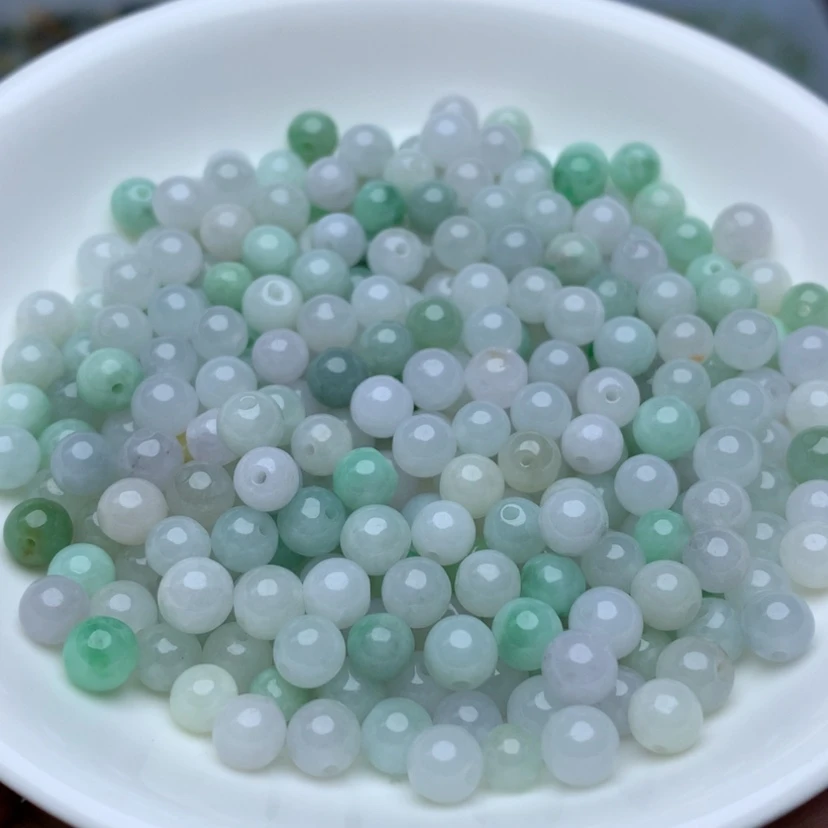 【闪购商品】翡翠手链未镶嵌卡5老胶绿白100颗