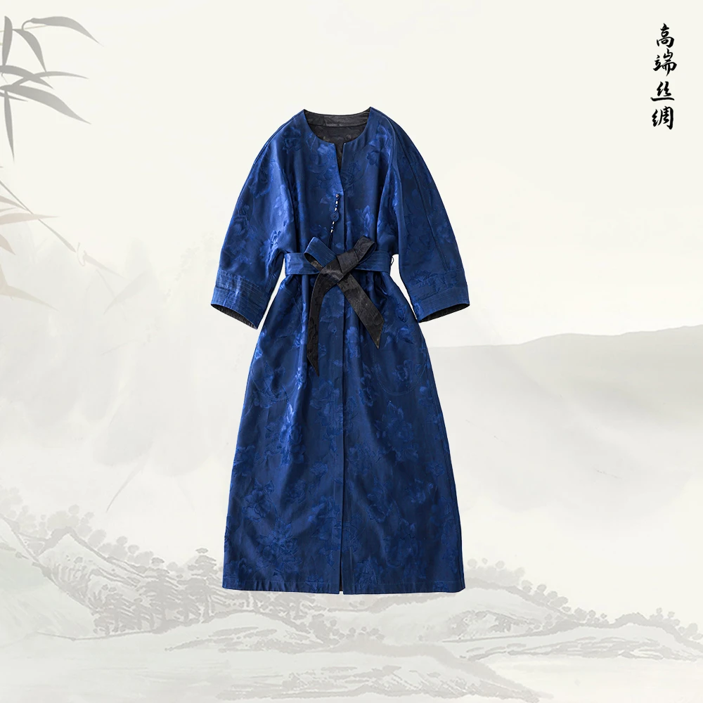 新款香云纱复古气质大气宽松显瘦长款连衣裙536049