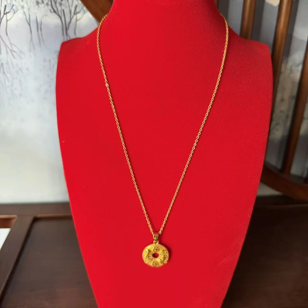 经典百搭简约大气平安扣吊坠赠链