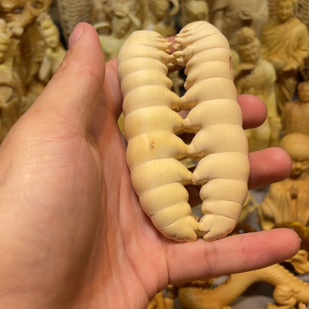 黄杨木小瑕疵蚕宝宝一对