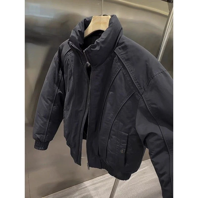2025新款潮牌冬季男士休闲帅美式复古短款白鸭绒外套夹克式羽绒服