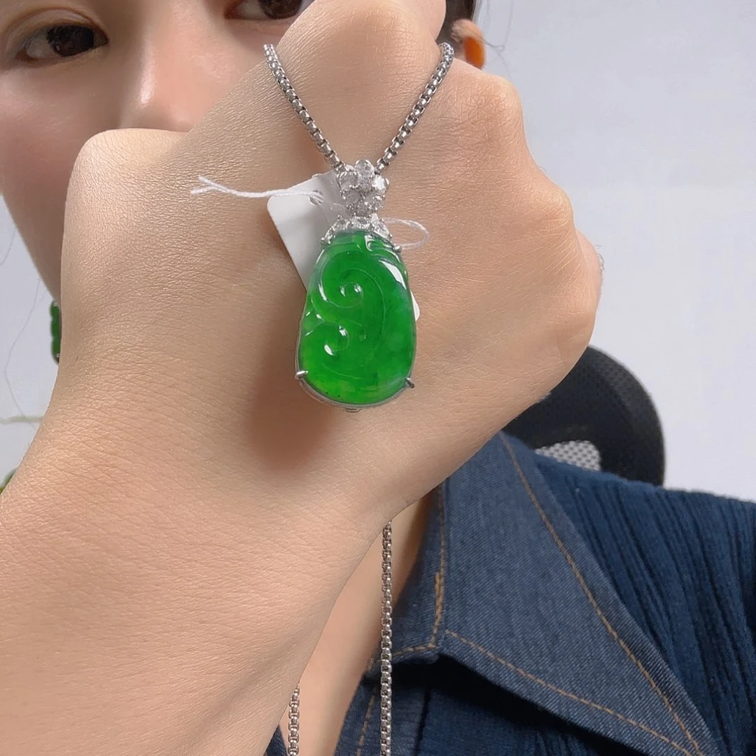 翡翠银S925镶嵌吊坠(不含链)