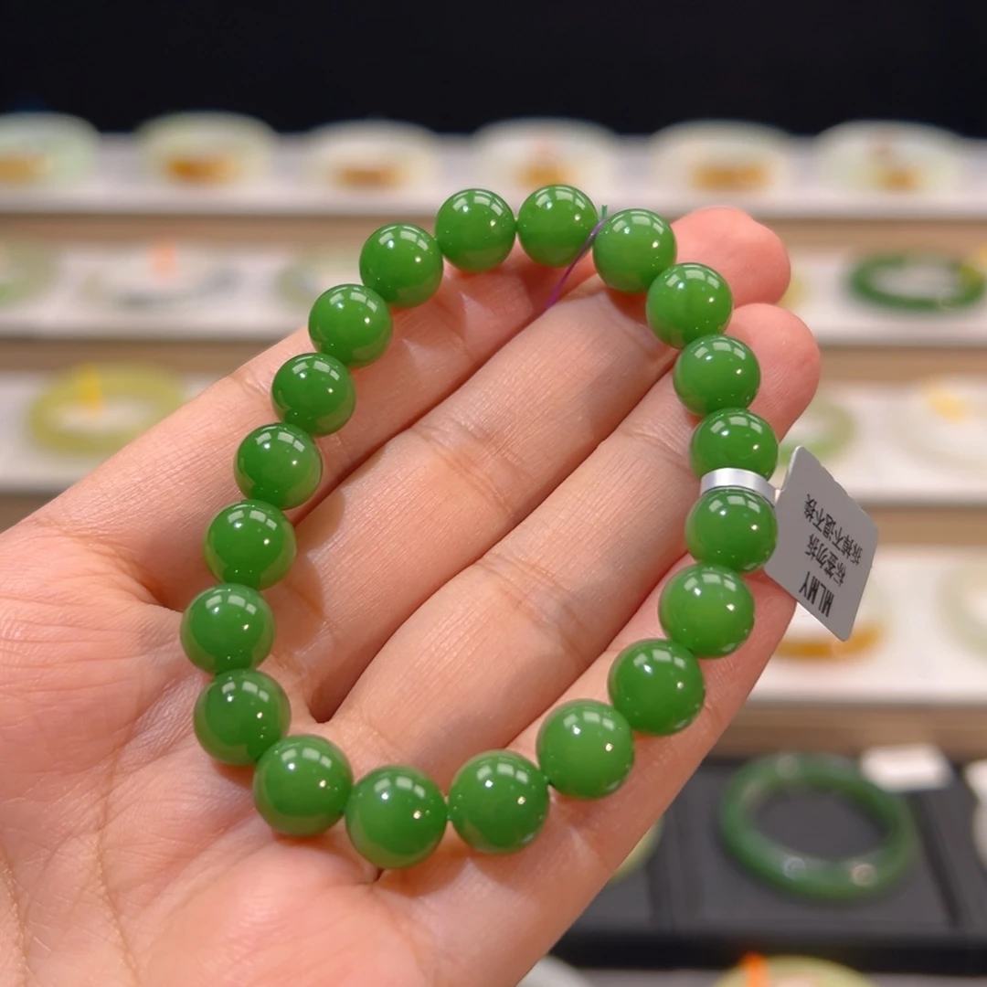 和田玉手镯未镶嵌10mm碧玉手串