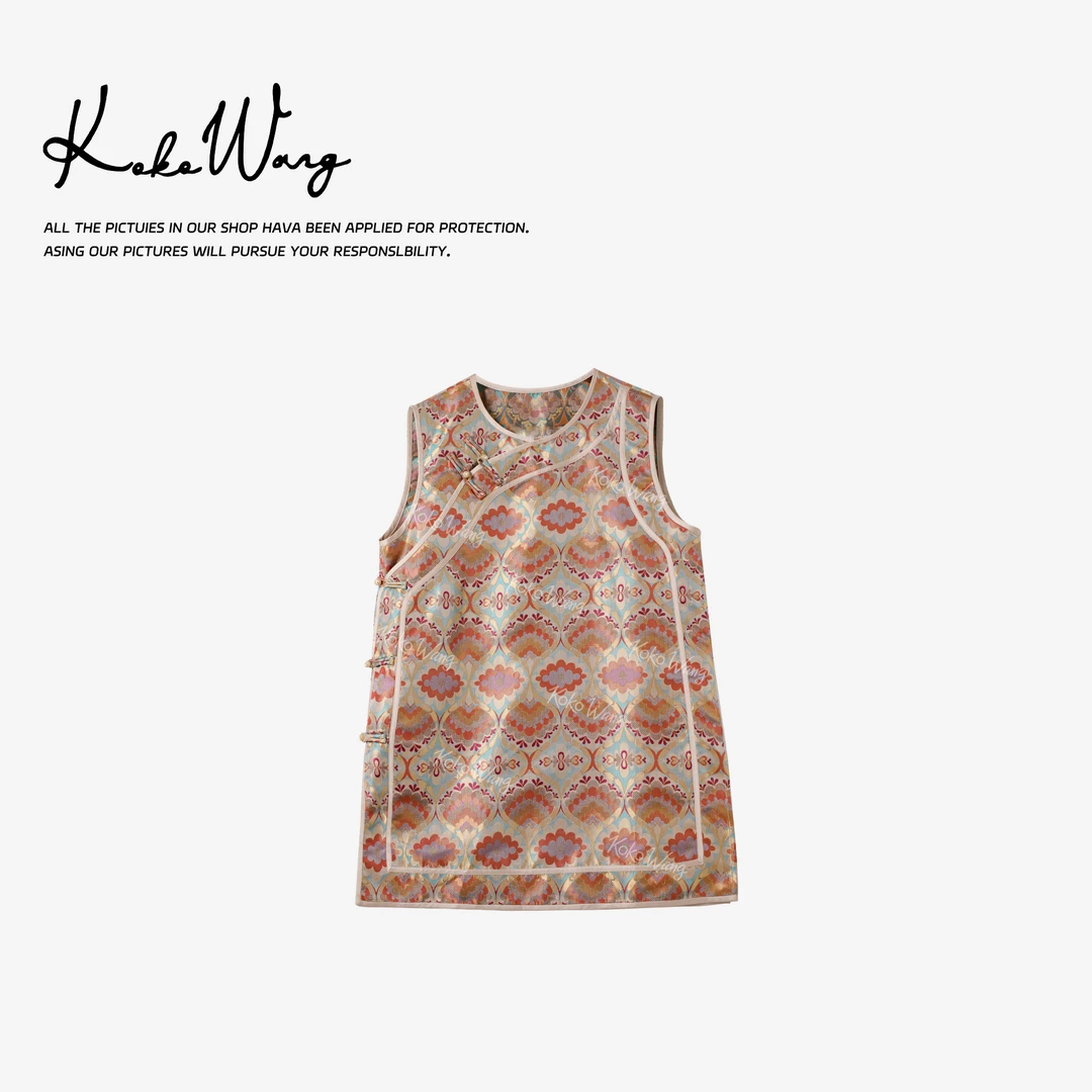 KOKO WANG高端交织异色盘扣时尚百搭旗袍连衣裙556475F10W01