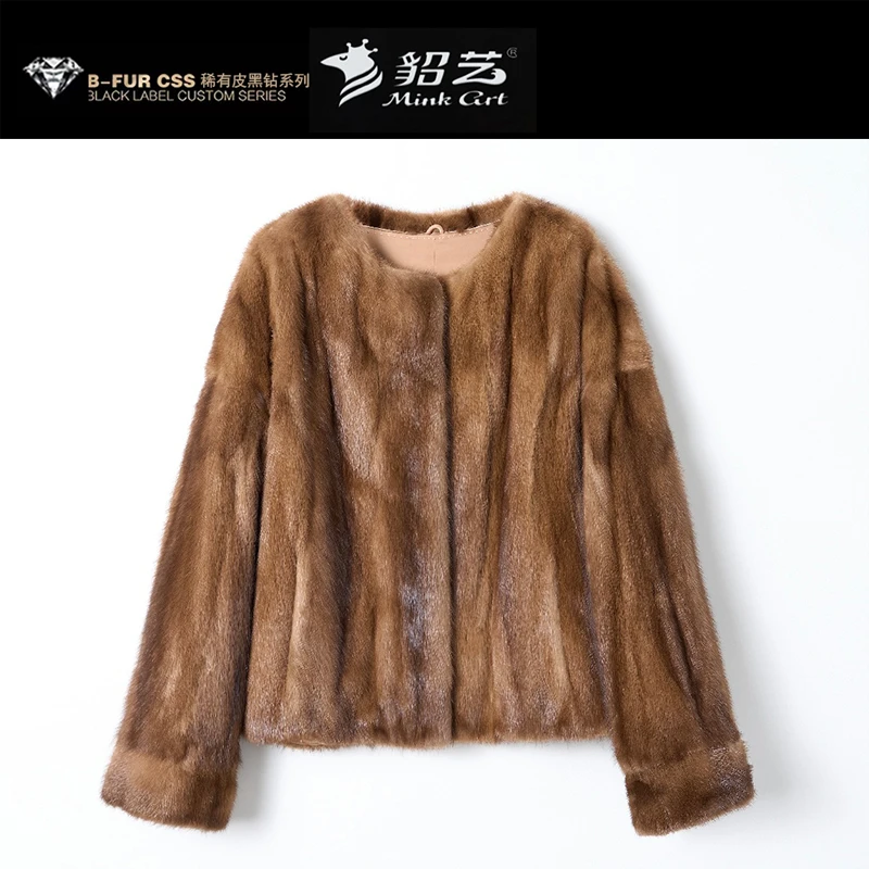 貂艺 Mink Art |  【紫韵】稀有北美原生貂 短款圆领皮草ZZ459