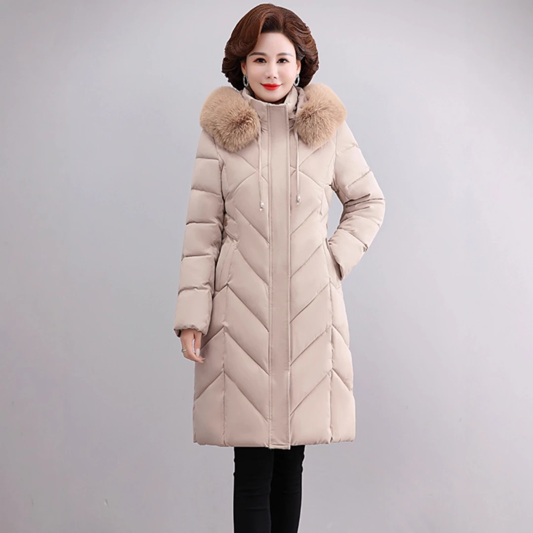 冬装加厚羽绒棉服女中长款妈妈装修身棉衣棉袄中年加大码外套新品