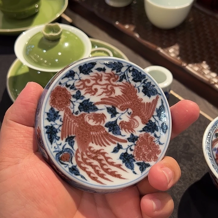 美*莎元青拙手双凤盖置