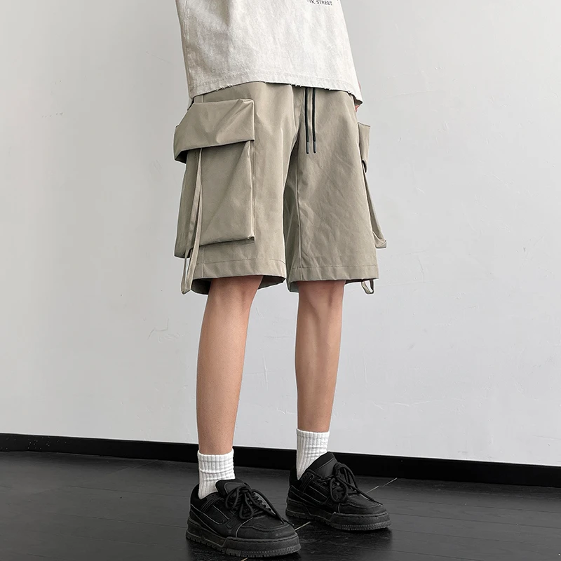 复古工装短裤男潮牌夏季薄款速干运动五分裤美式机能oversize裤子