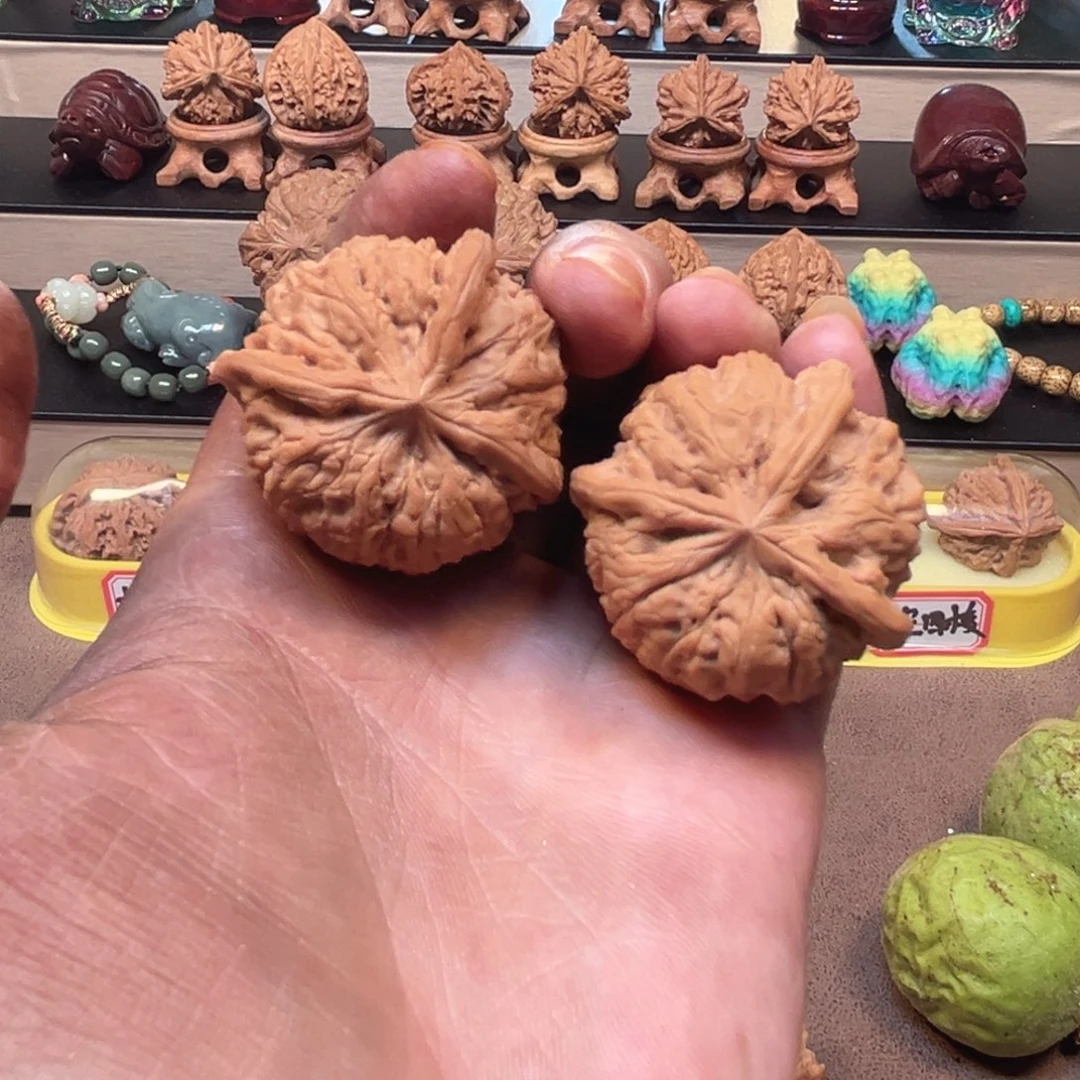 把件桃核38全品雨花石三棱