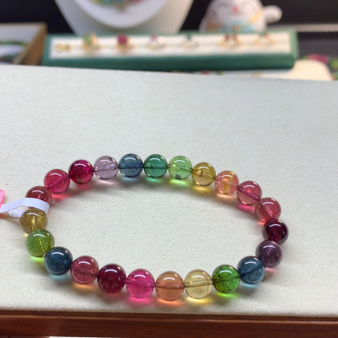 【闪购商品】碧玺手串未镶嵌浓郁彩虹色标8mm