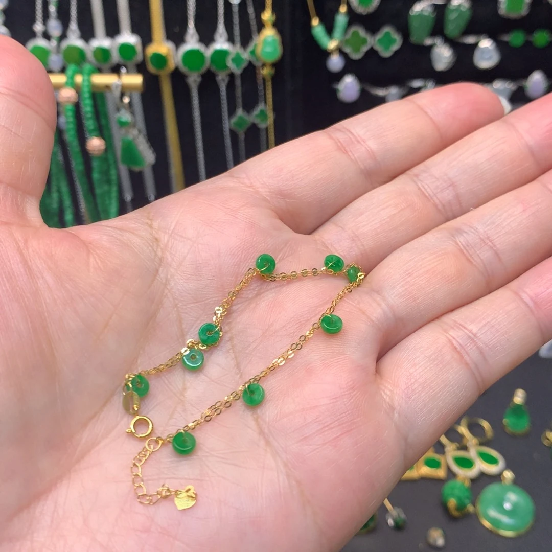 翡翠未镶嵌手链有纹裂