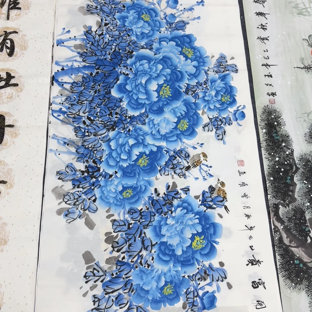 国画140×70手绘画画画
