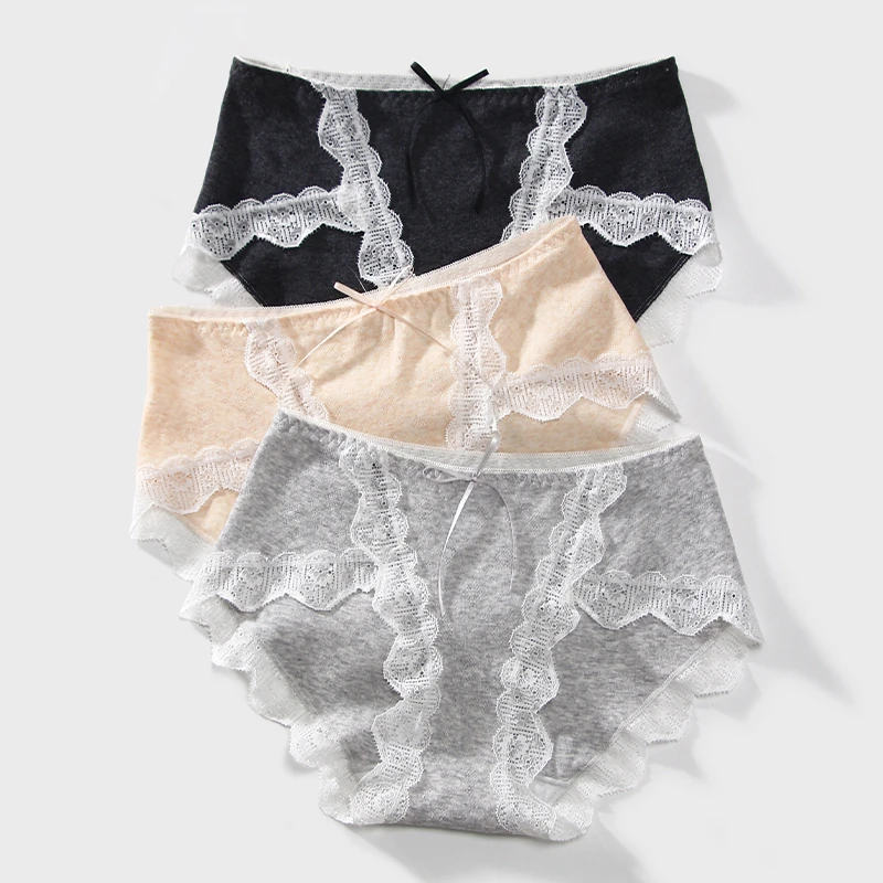A类婴儿棉女内裤蕾丝高开叉纯欲三角裤中腰新疆棉提花10A抗菌底裤