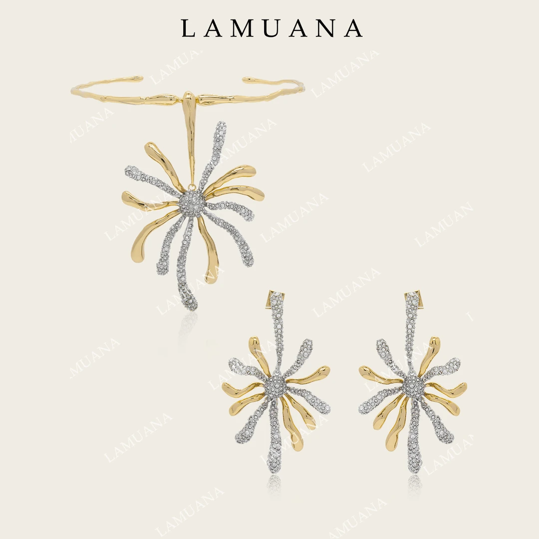 合金项链 LAMUANA太阳花复古项链套装颈链小众设计感时尚感choker