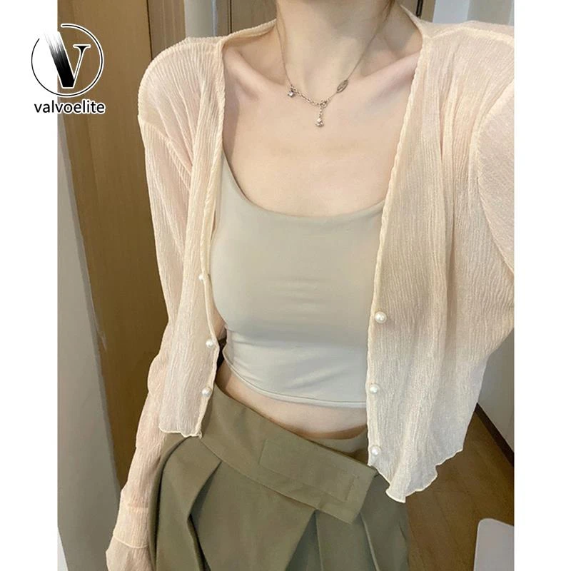 VALVOELITE防晒开衫女薄款配吊带连衣裙子外搭罩衫雪纺薄纱小坎肩