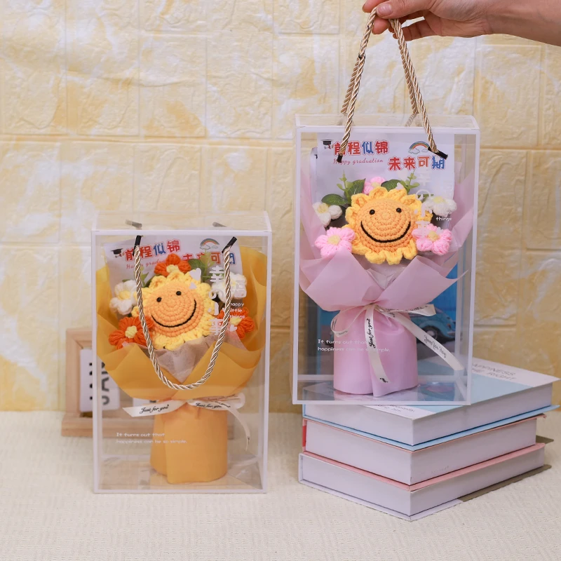 手工针织向日葵花束礼盒适合送幼儿园小学毕业典礼礼物送小朋友