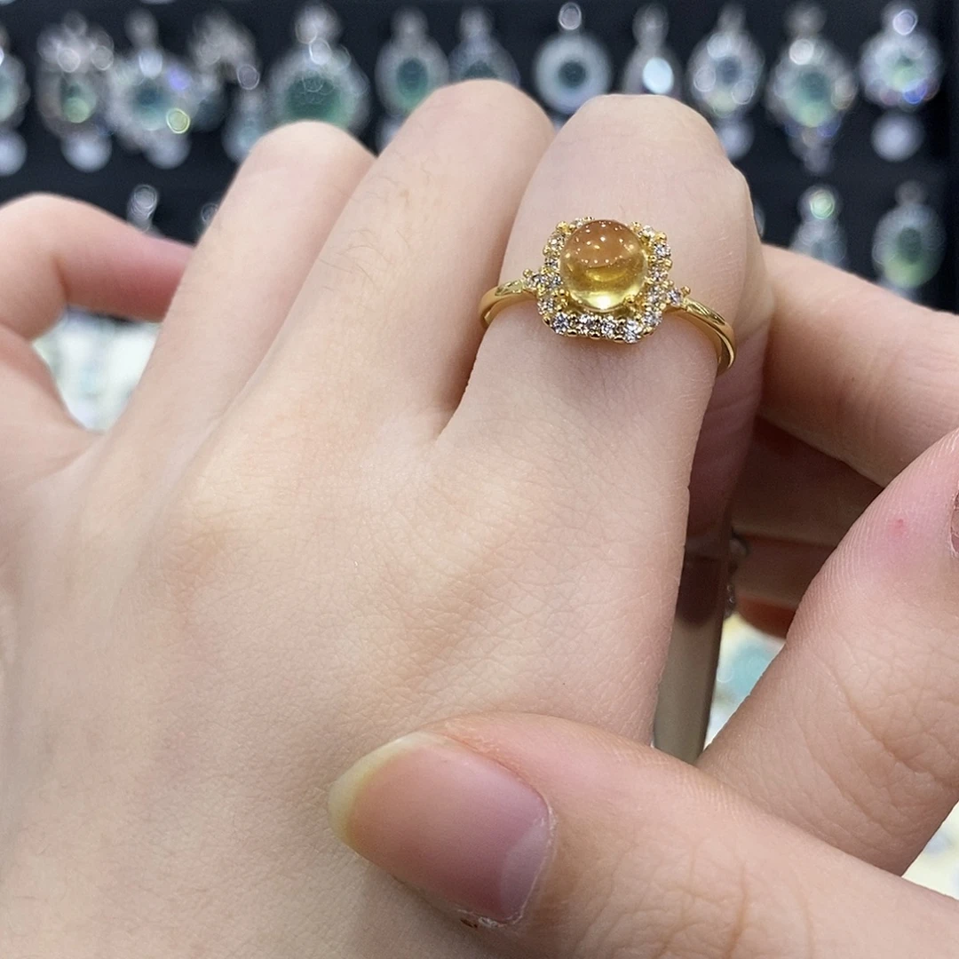 黄晶银S925镶嵌戒指