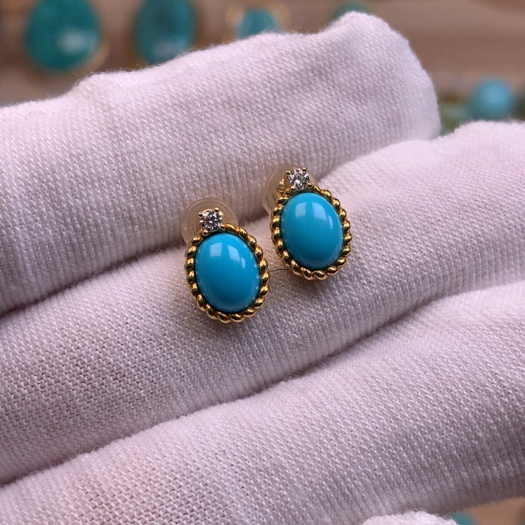 绿松石18K金镶嵌珠宝奇石