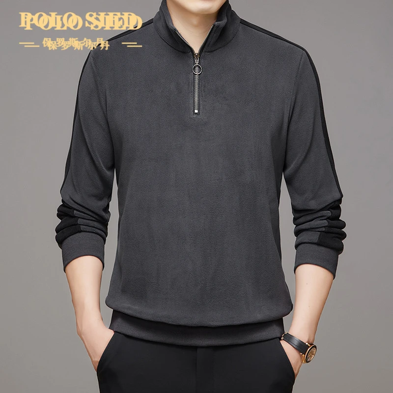 保罗斯尔丹男装品牌高端男士长袖卫衣秋季新款时尚半拉链长袖