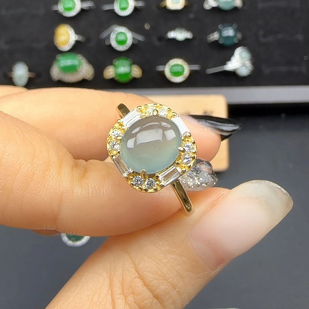 银S925镶嵌戒指翡翠