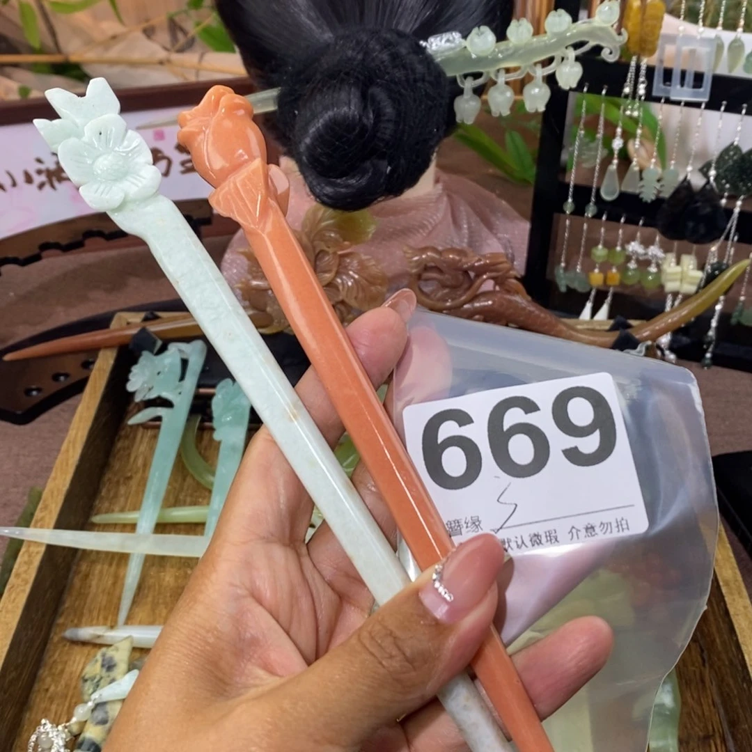 滢***玥蛇纹石玉未镶嵌天然玉石发簪