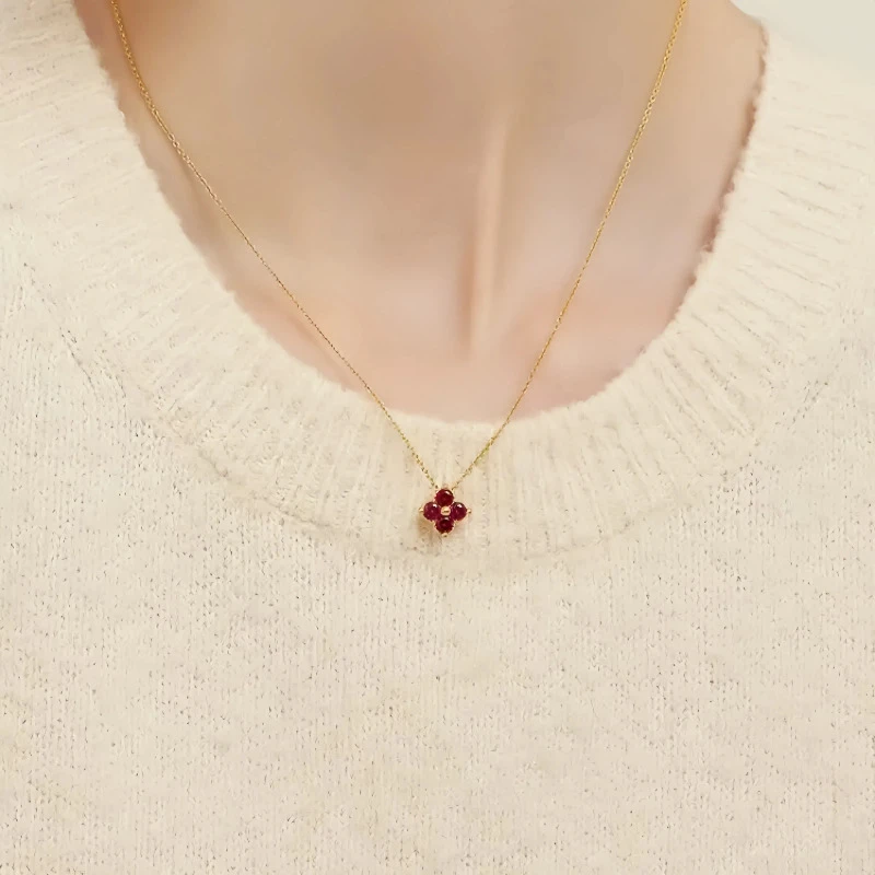 Jusong klein 钛钢项链 四叶草项链女轻奢小众设计感锆石锁骨链