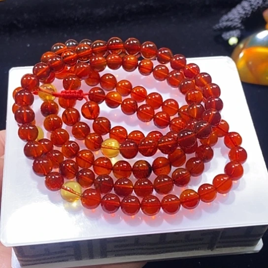 琥珀未镶嵌颈饰缅甸天然琥珀血珀玻璃底佛佛卡6.大+