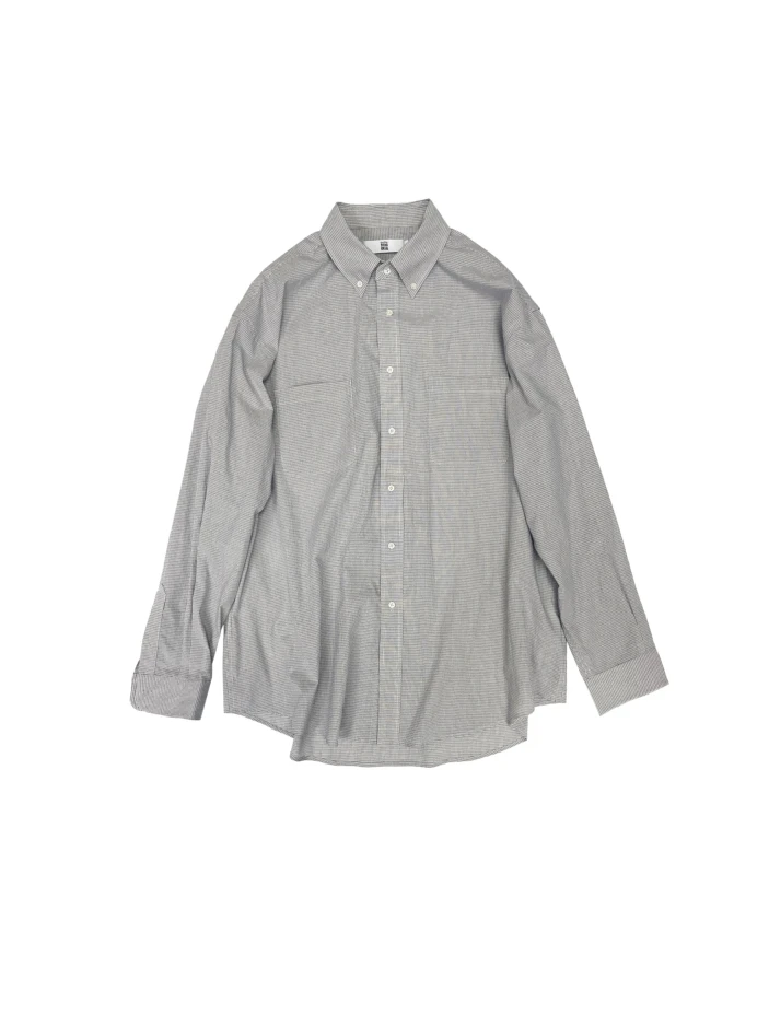 【LIBERTIES】對倒DUIDAO 25SS白色细格纹廓形插袋衬衫