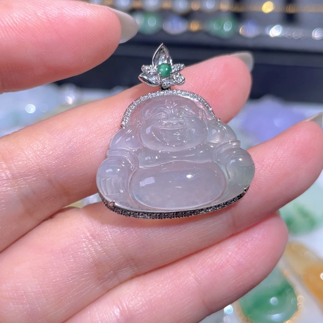 颈饰18K金镶嵌翡翠翡翠