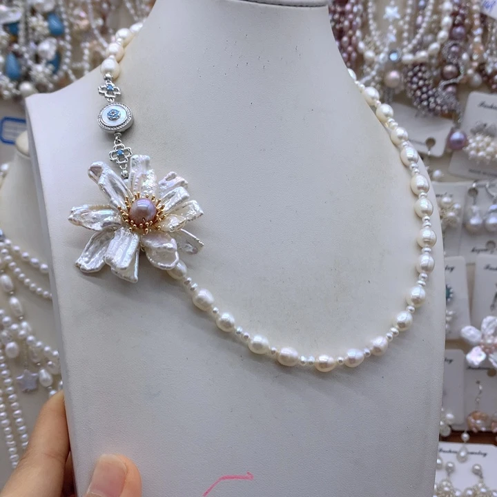 平***。合金淡水珍珠项链耳饰