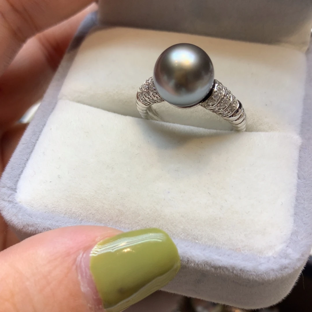 银S925镶嵌戒指海水珍珠