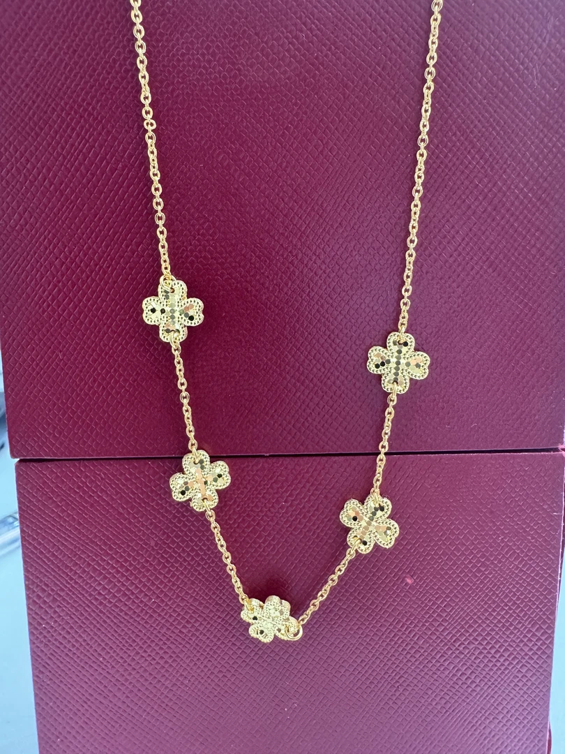 【优豪】足金四叶草套链经典轻奢黄金项链简约坠链精致