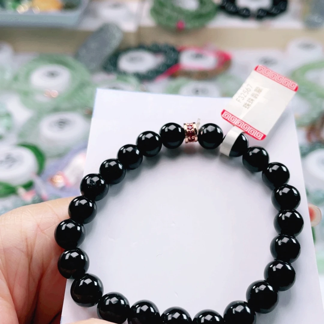 翡翠未镶嵌颈饰天然翡翠手串7.7mm左右