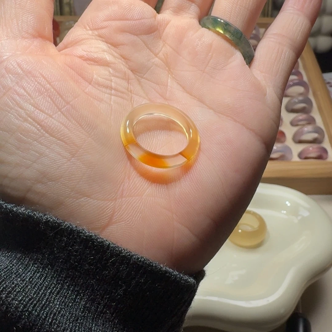 玛瑙/玉髓未镶嵌戒指5号 细细港12