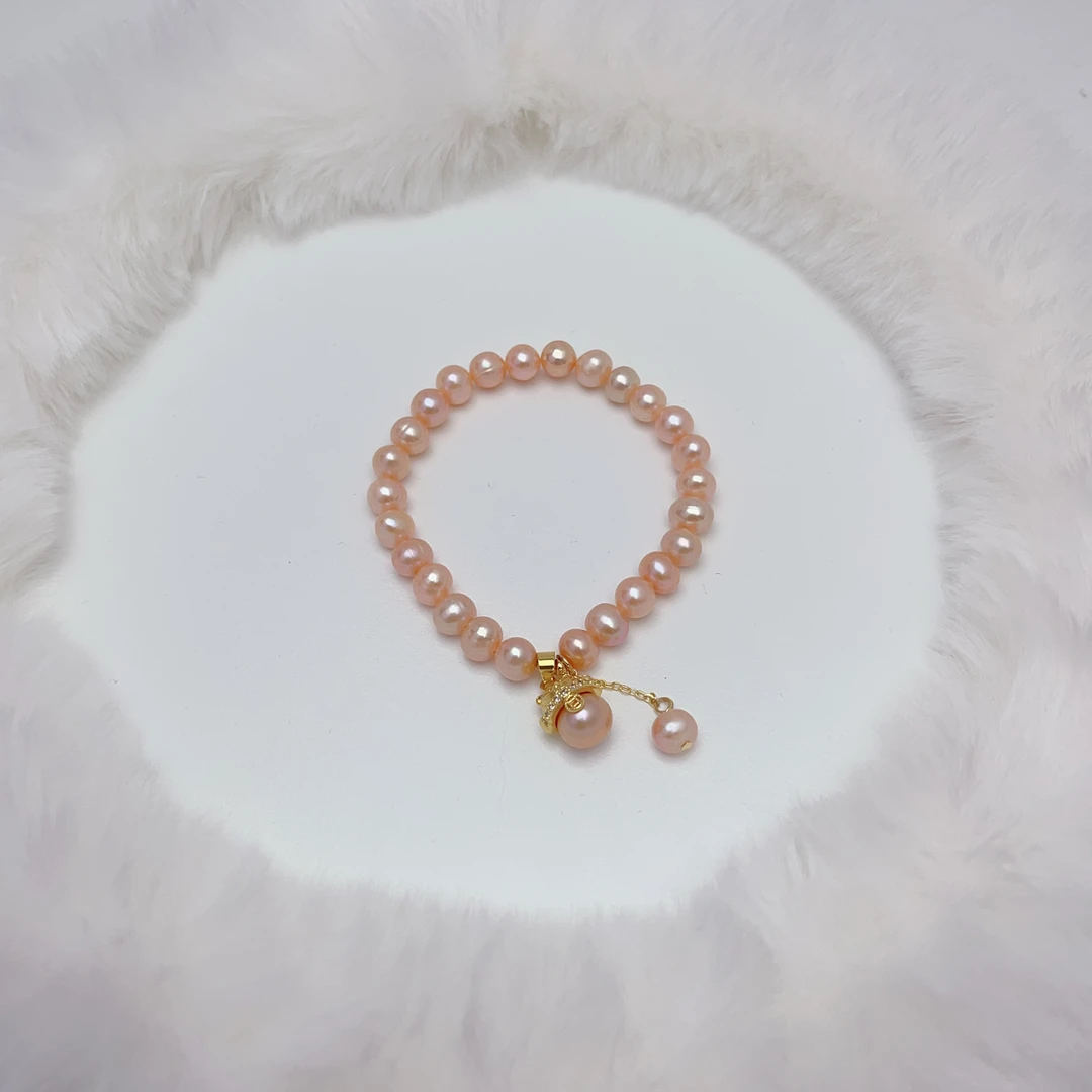 【满金】约6-7mm淡水无核珍珠手链百搭经典气质简约轻奢  DSL00714