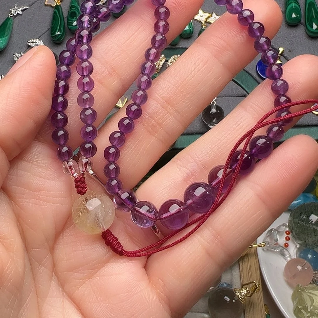 紫晶手链未镶嵌diy手机挂