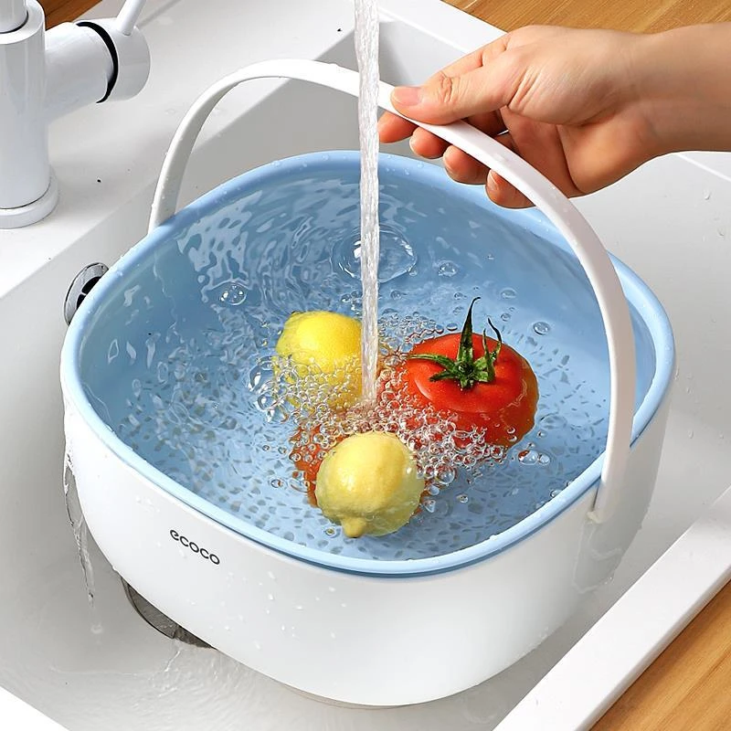日本进口洗菜盆沥水篮多功能厨房双层滤水筐菜篮子家用茶几水果盘