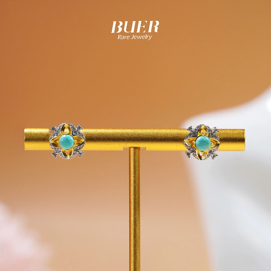 【不二】原矿绿松石S925银耳钉（多样性发）