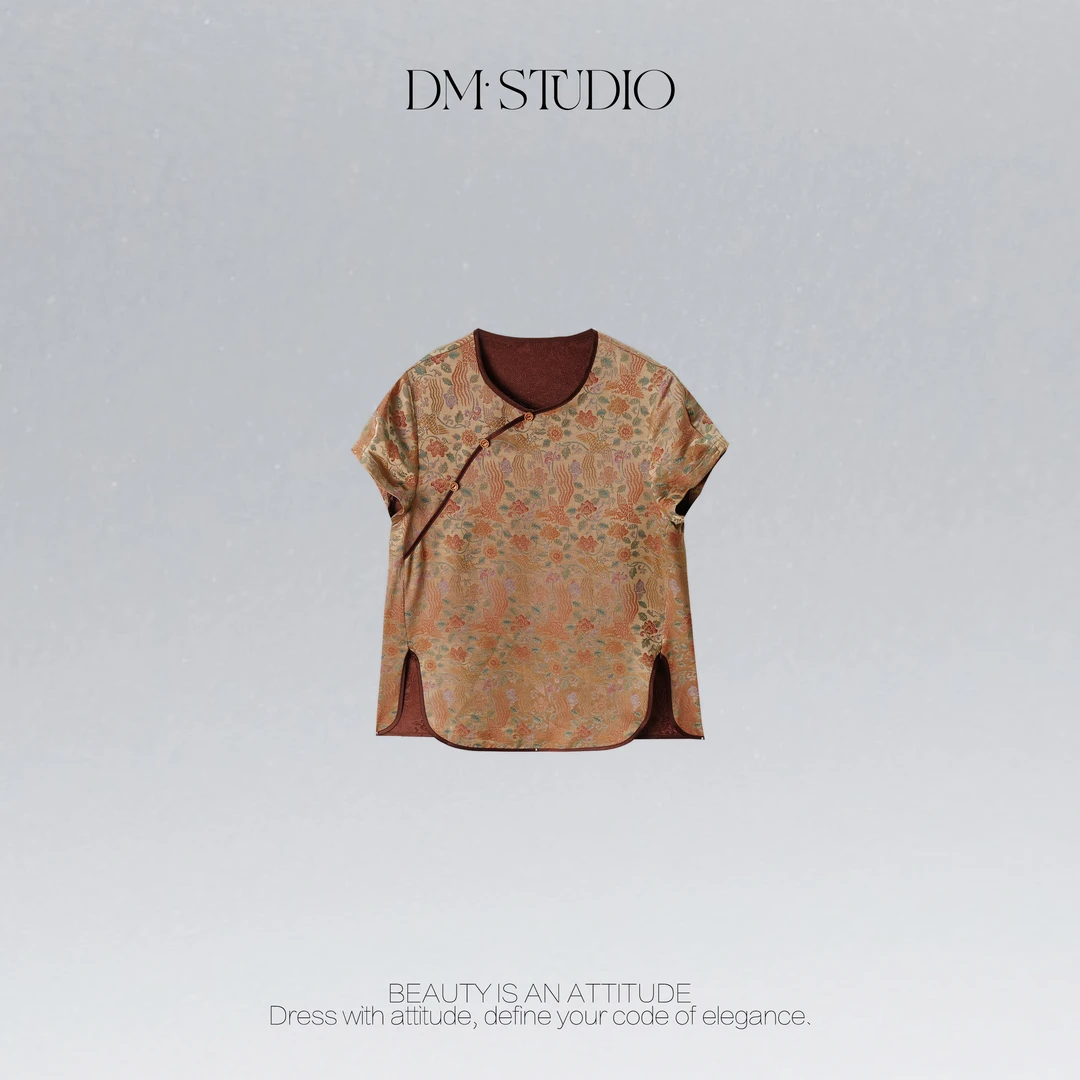 DEDM•STUDIO/小众气质轻奢高级新中式提花短袖上衣2505XZS/51086