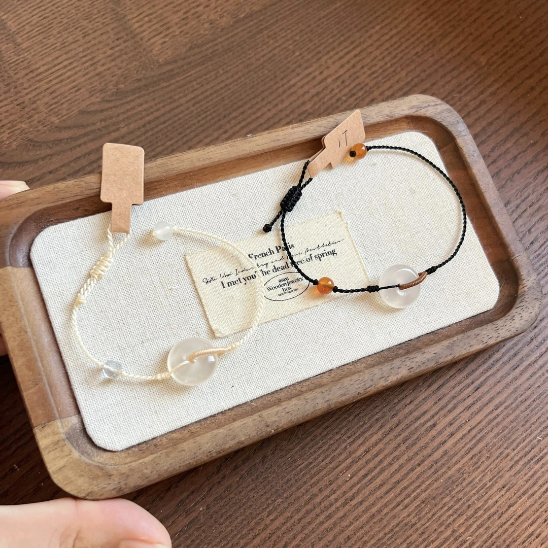 平安扣手链一对情侣款女生玛瑙编织手绳串男士朋友七夕礼物送女友