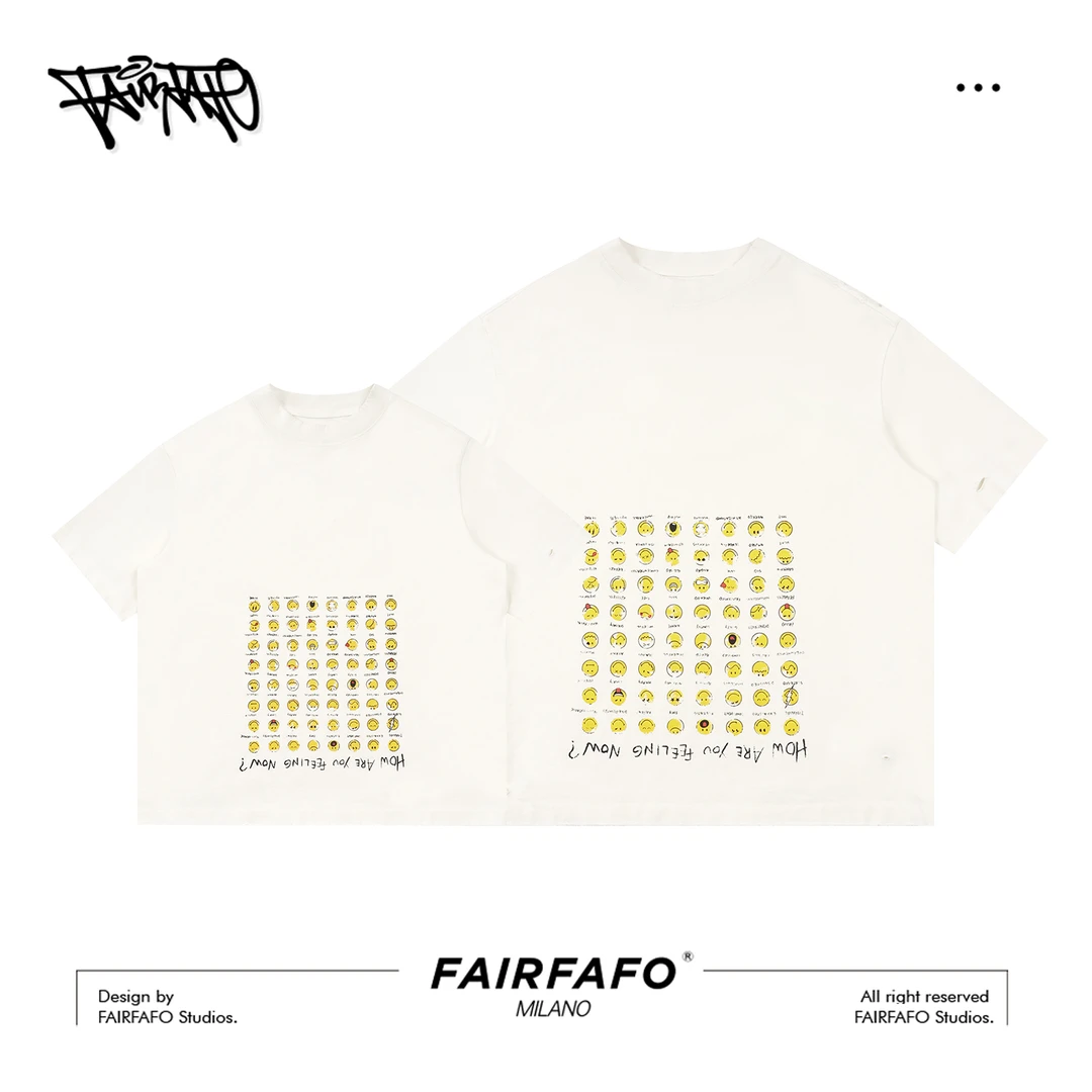 【破洞表情包短袖】TXCL52294做旧宽松新款潮牌宽松舒适T恤