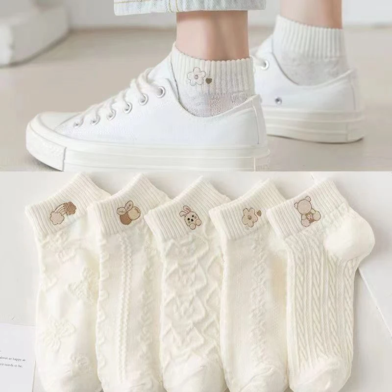 【15双装】白色袜子女短袜夏季薄款网眼透气防臭低帮船袜ins学生袜