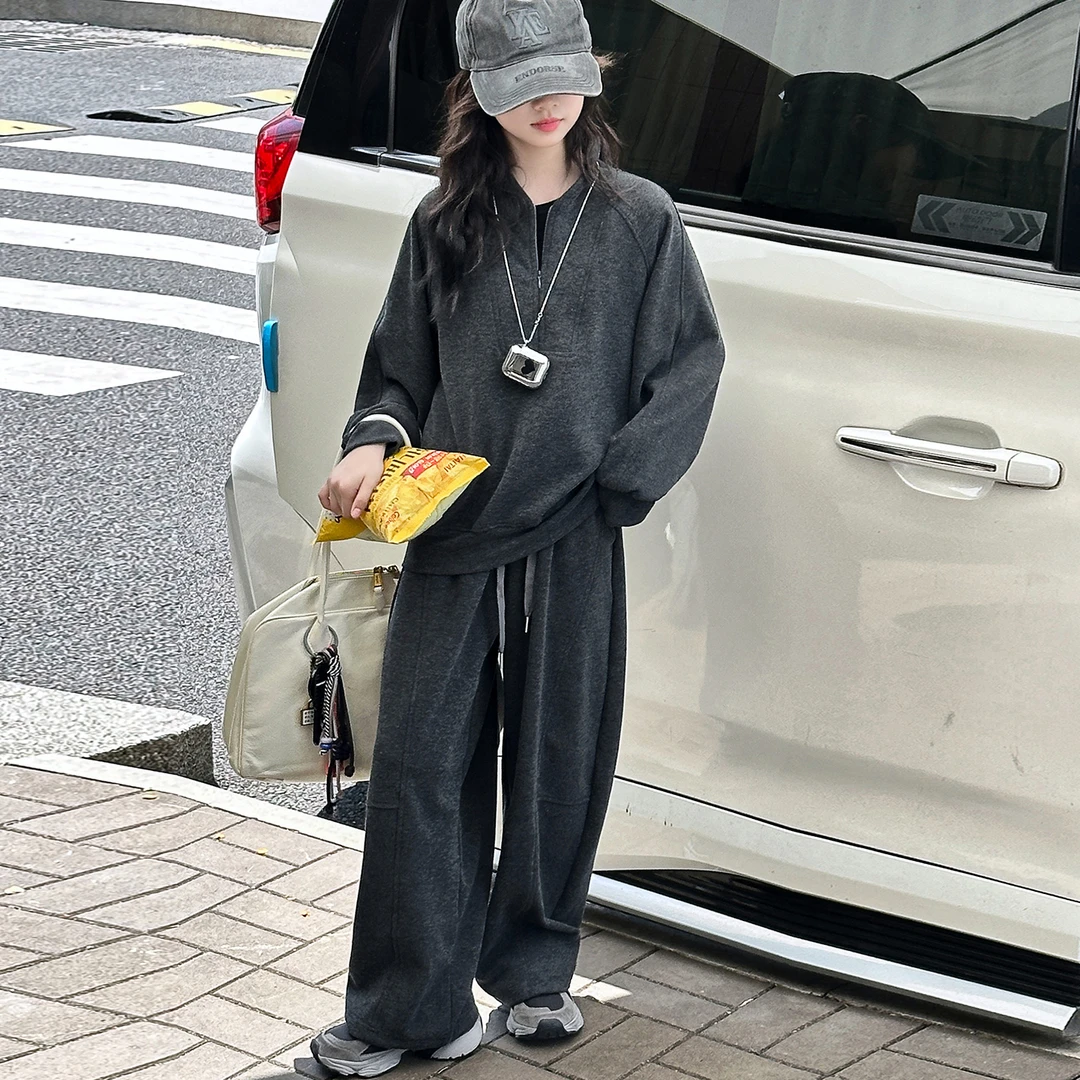2025新款老钱风慵懒风小个子秋季时尚套装百搭极简风大童套装爆款