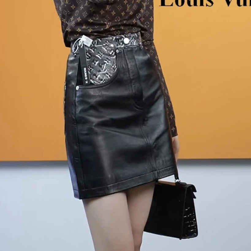 99新 LouisVuitton/路易威登 CZF1201/皮革短裙/尺码36