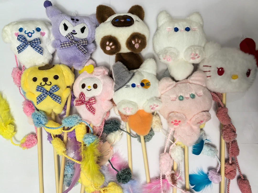 （N o换No退）直播间专用可爱发声带羽毛节节高雀叫逗猫棒宠物玩具