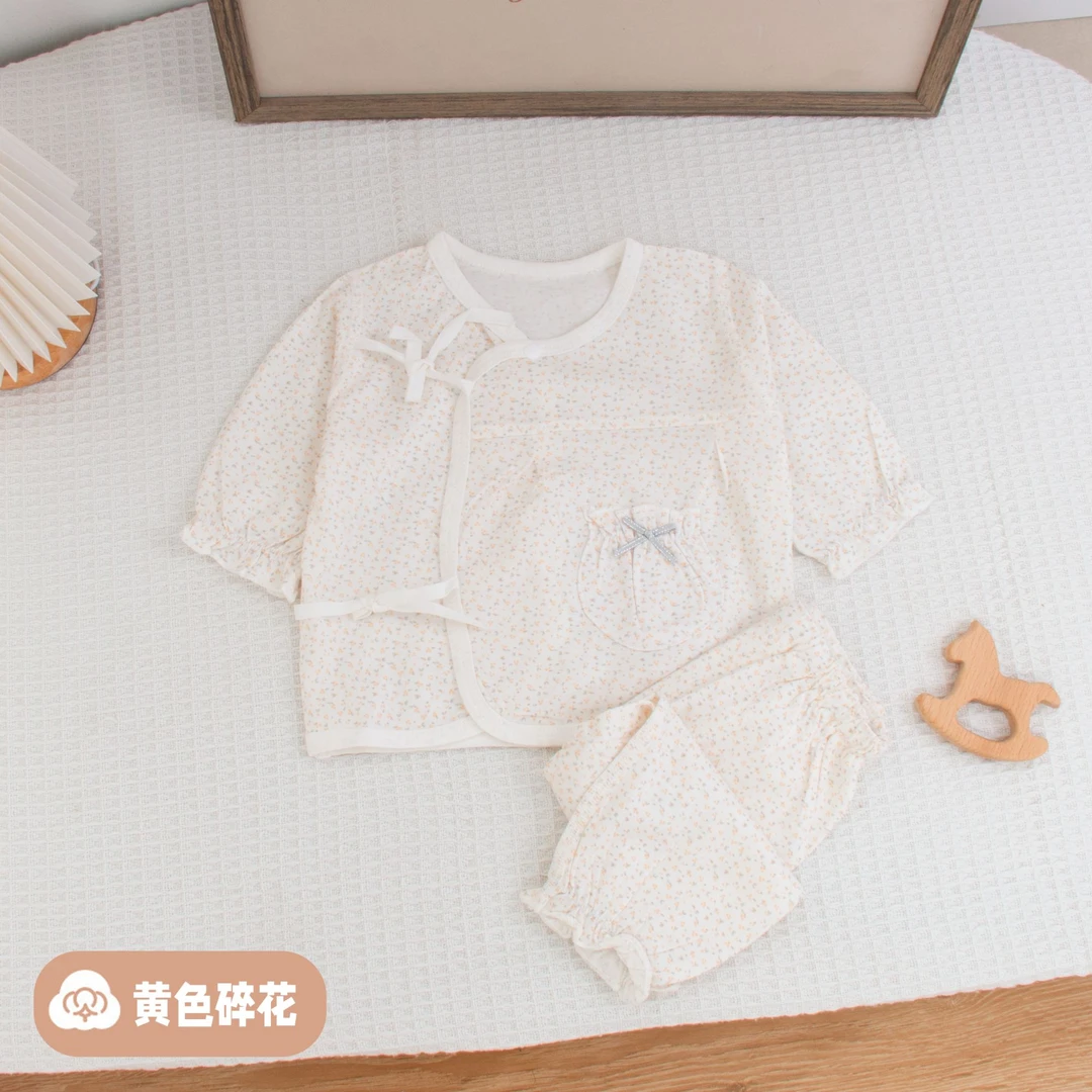 （哈哈母婴专享）新生儿夏季薄款全棉绑带哈衣连体衣